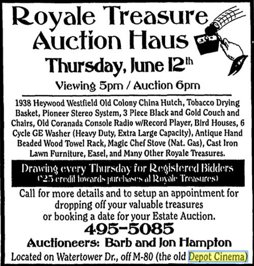 Depot Cinema (Woodside Depot Cinema, Kinross Depot Cinema) - June 2003 Ad For Auction House